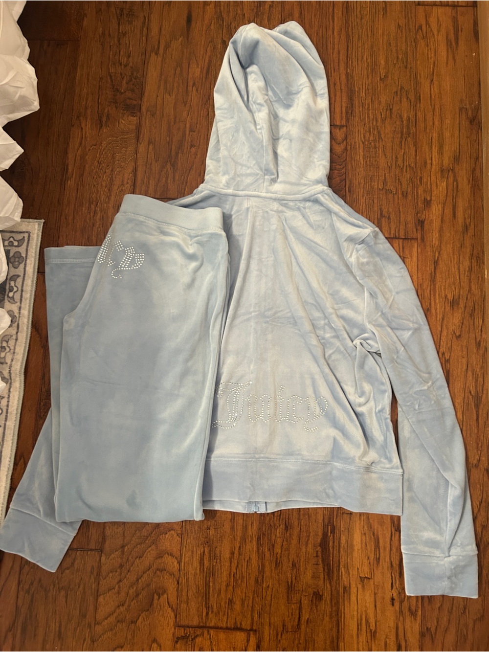 Juicy Couture Velour Tracksuit Set Blue Y2K Loungewear L Top / S Bottom